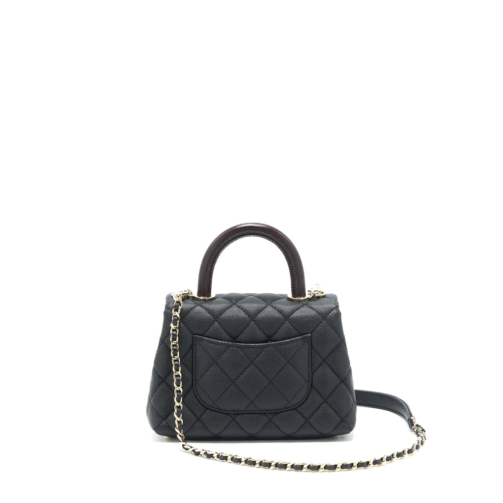 Chanel Coco Handle Extra Mini Black Embossed Handle L