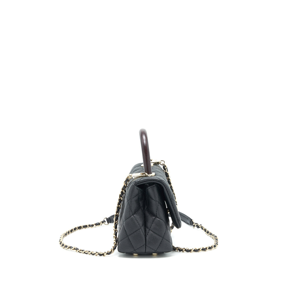 Chanel Coco Handle Extra Mini Black Embossed Handle L