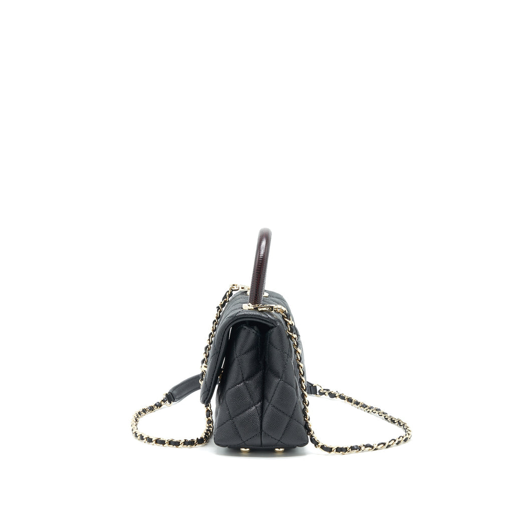 Chanel Coco Handle Extra Mini Black Embossed Handle L