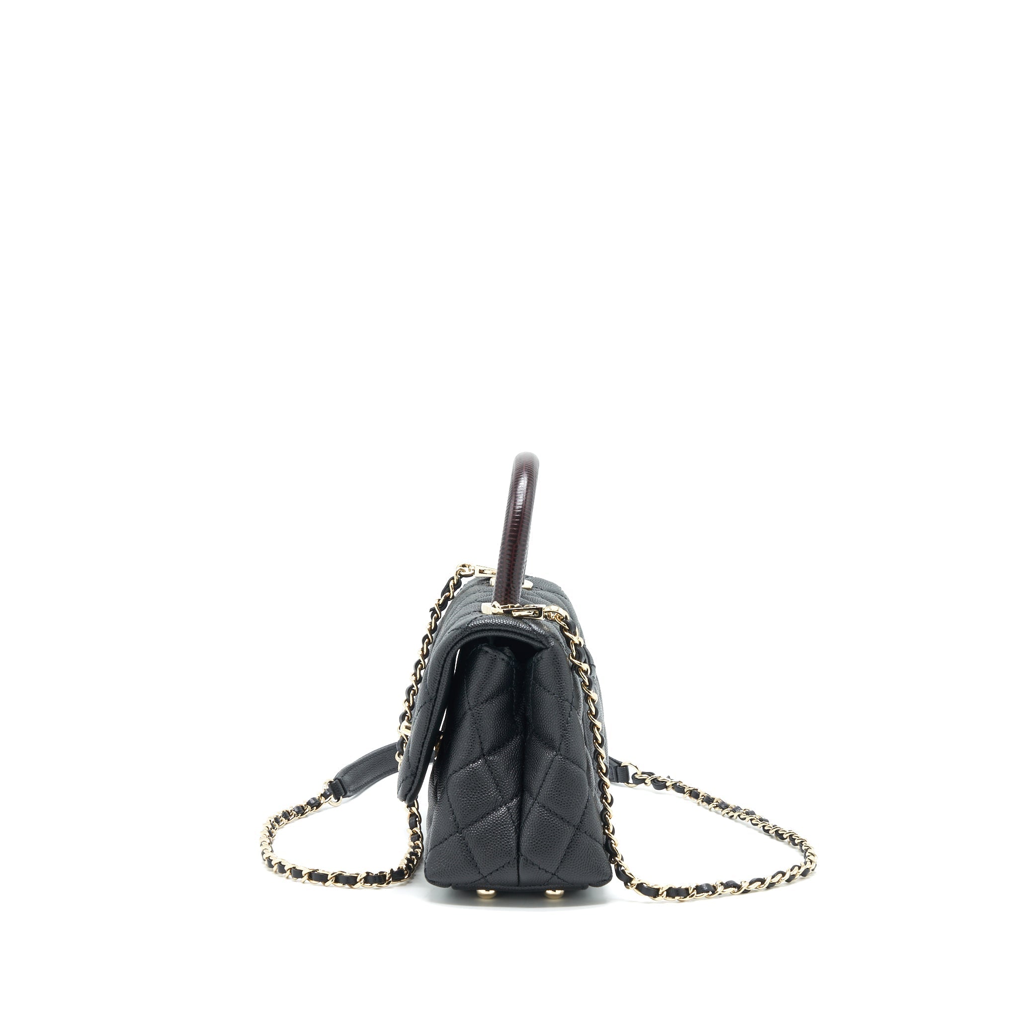 Chanel Coco Handle Extra Mini Black Embossed Handle L