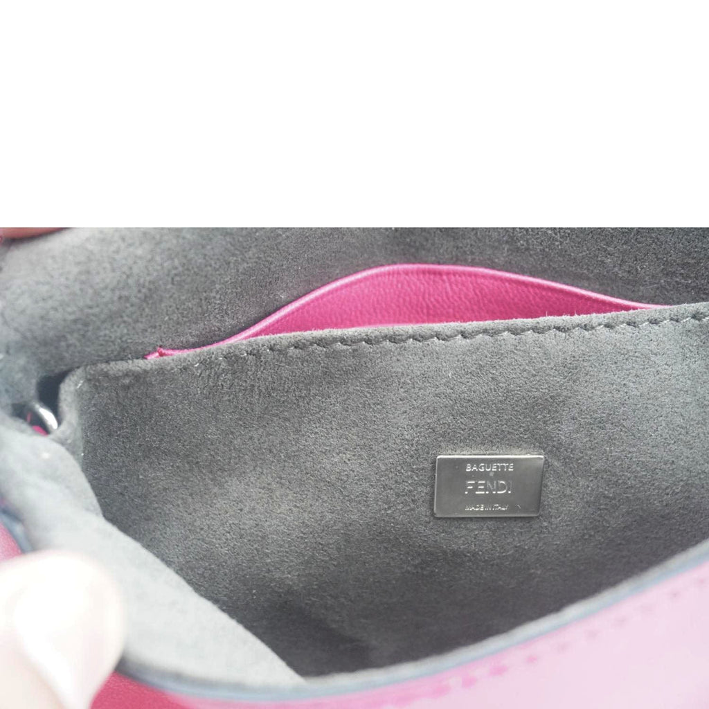 FENDI Micro Baguette Leather Crossbody Bag Pink