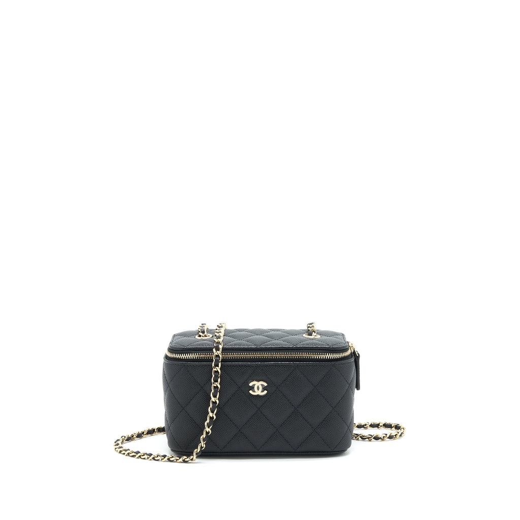 Chanel Caviar Small Long Vanity With Chain Black L