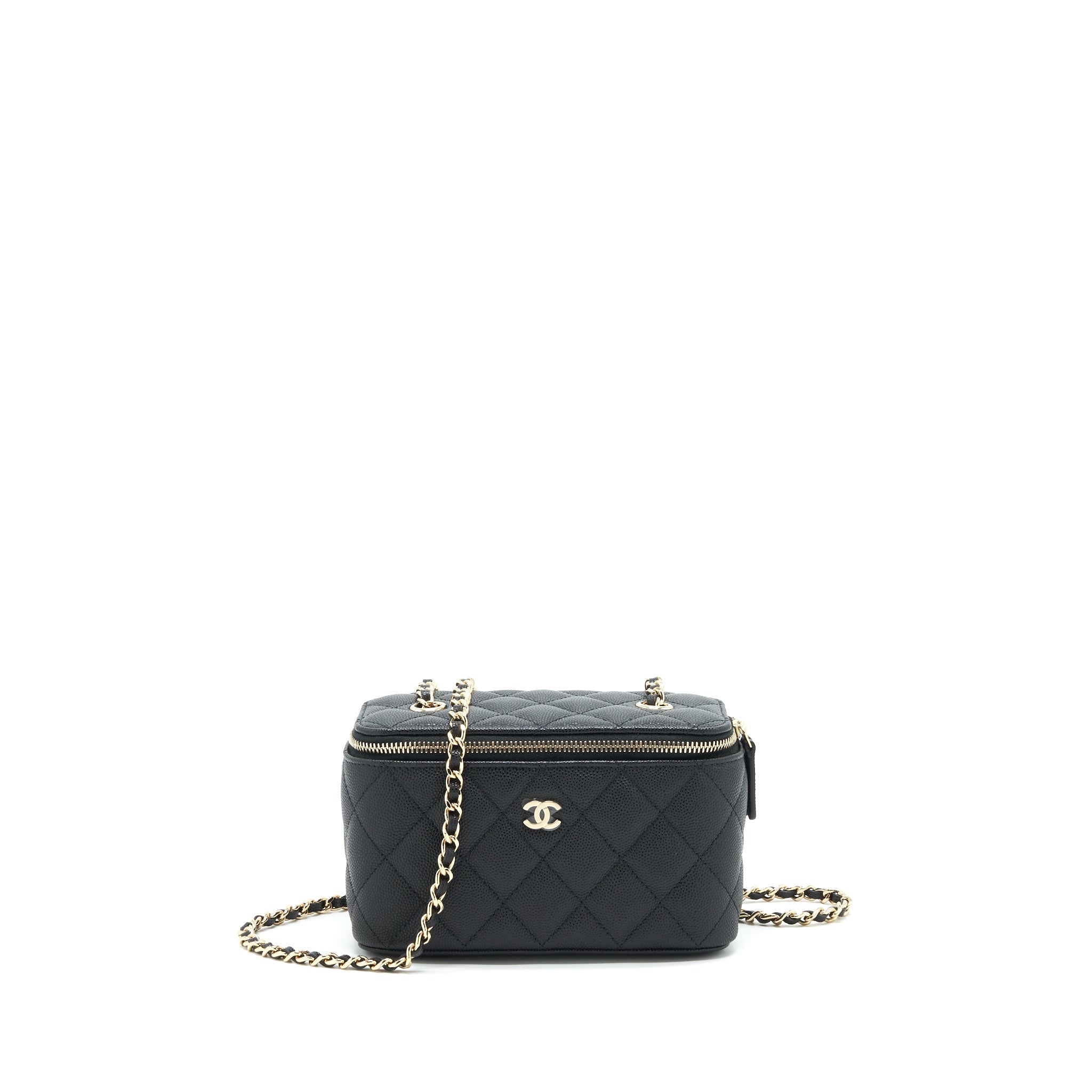 Chanel Caviar Small Long Vanity With Chain Black L