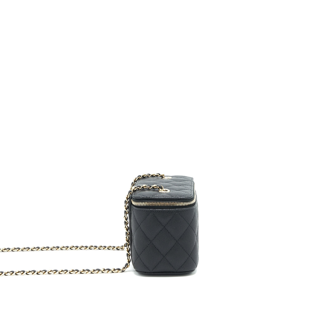 Chanel Caviar Small Long Vanity With Chain Black L