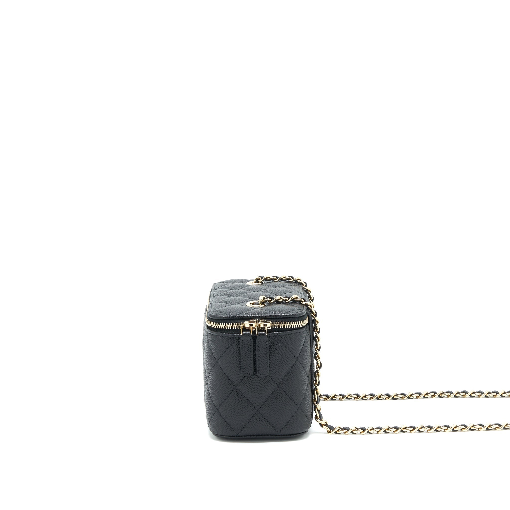 Chanel Caviar Small Long Vanity With Chain Black L