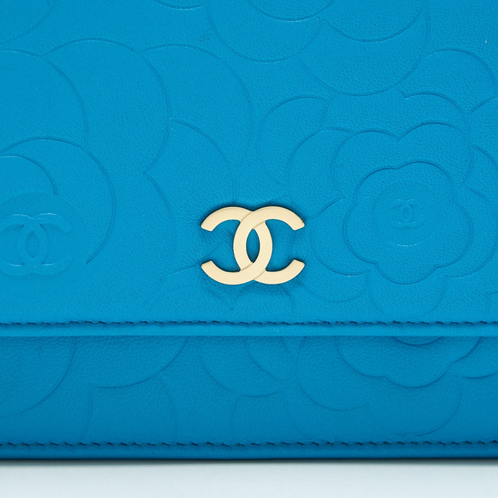 Chanel Camelia Wallet on Chain lambskin Blue