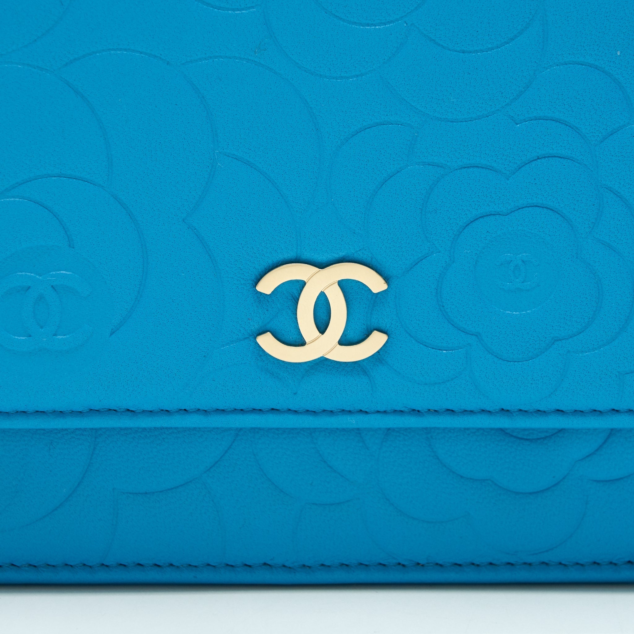 Chanel Camelia Wallet on Chain lambskin Blue