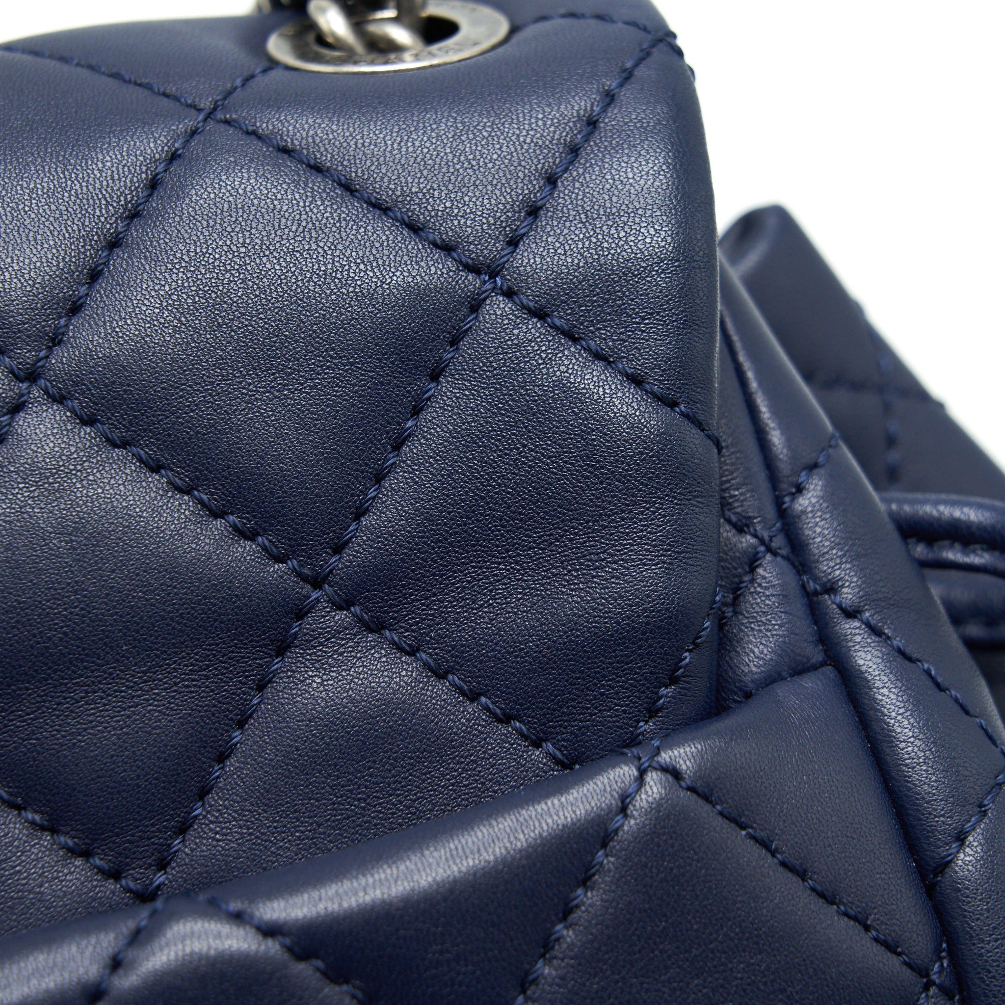 Chanel Quilted Backpack Navy Blue Ruthenium