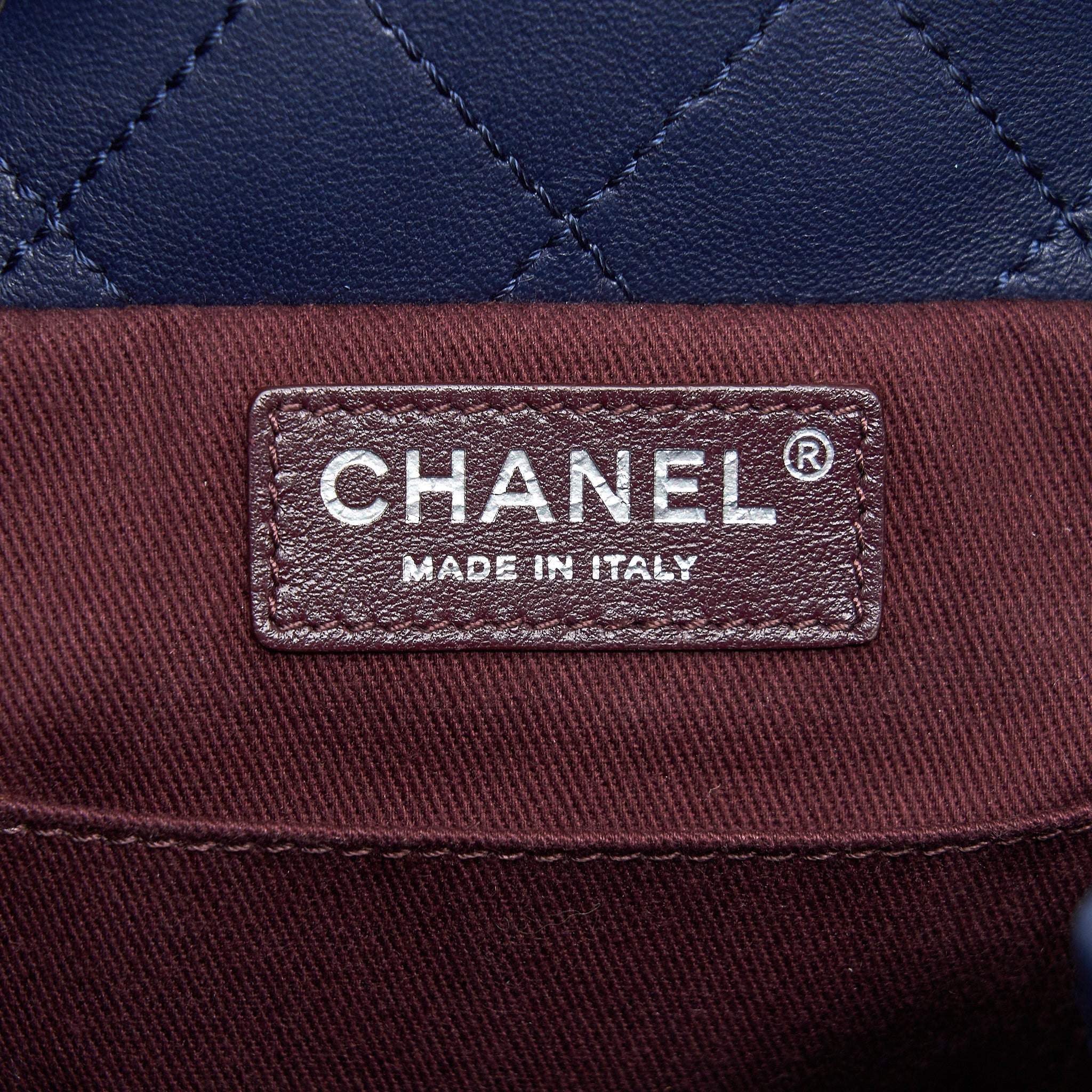 Chanel Quilted Backpack Navy Blue Ruthenium