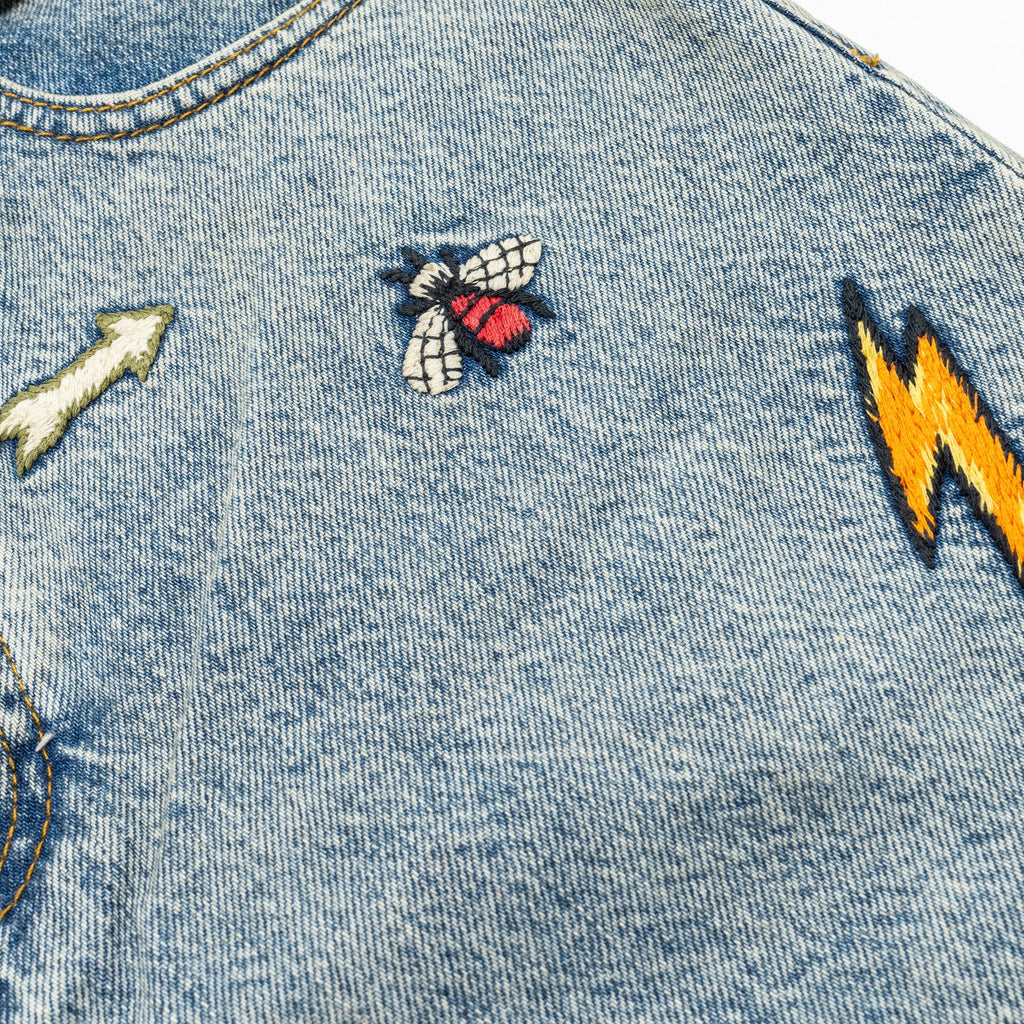 Gucci Size 26 Gucci Symbol Embroidered Denim Jeans Cotton Blue