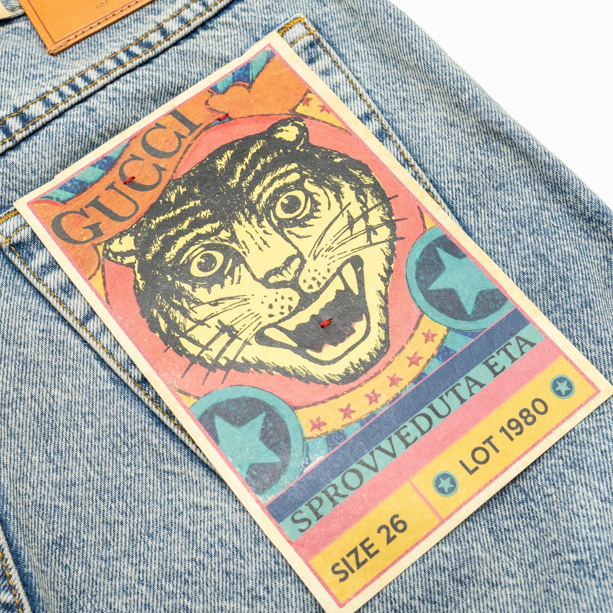 Gucci Size 26 Gucci Symbol Embroidered Denim Jeans Cotton Blue