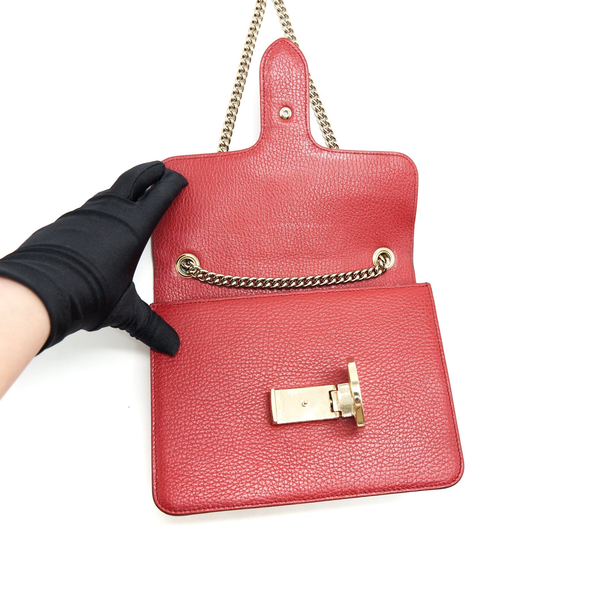 Gucci GG Interlocking Small Chain crossbody Bag Red with L