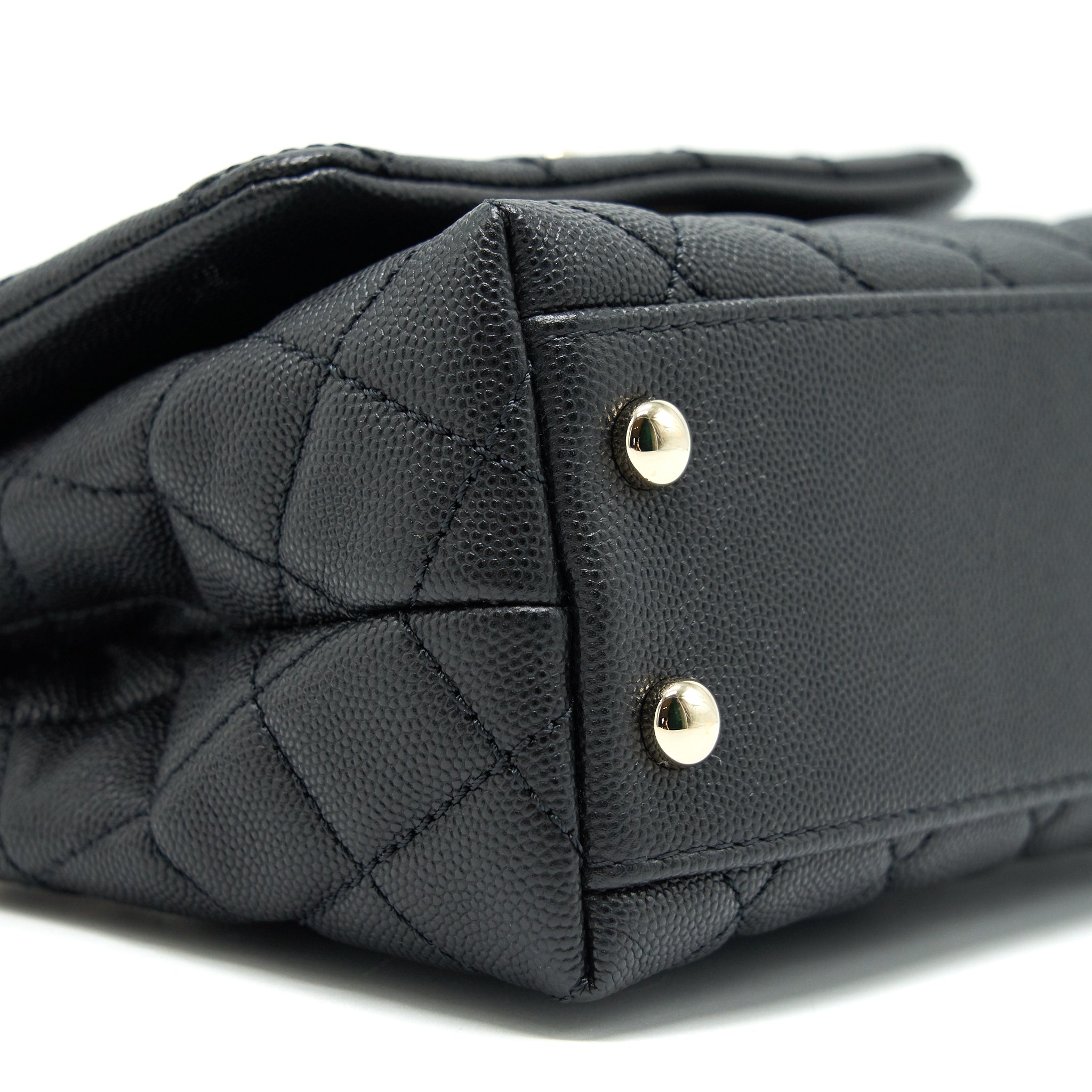 Chanel Coco Handle Extra Mini Black Embossed Handle L