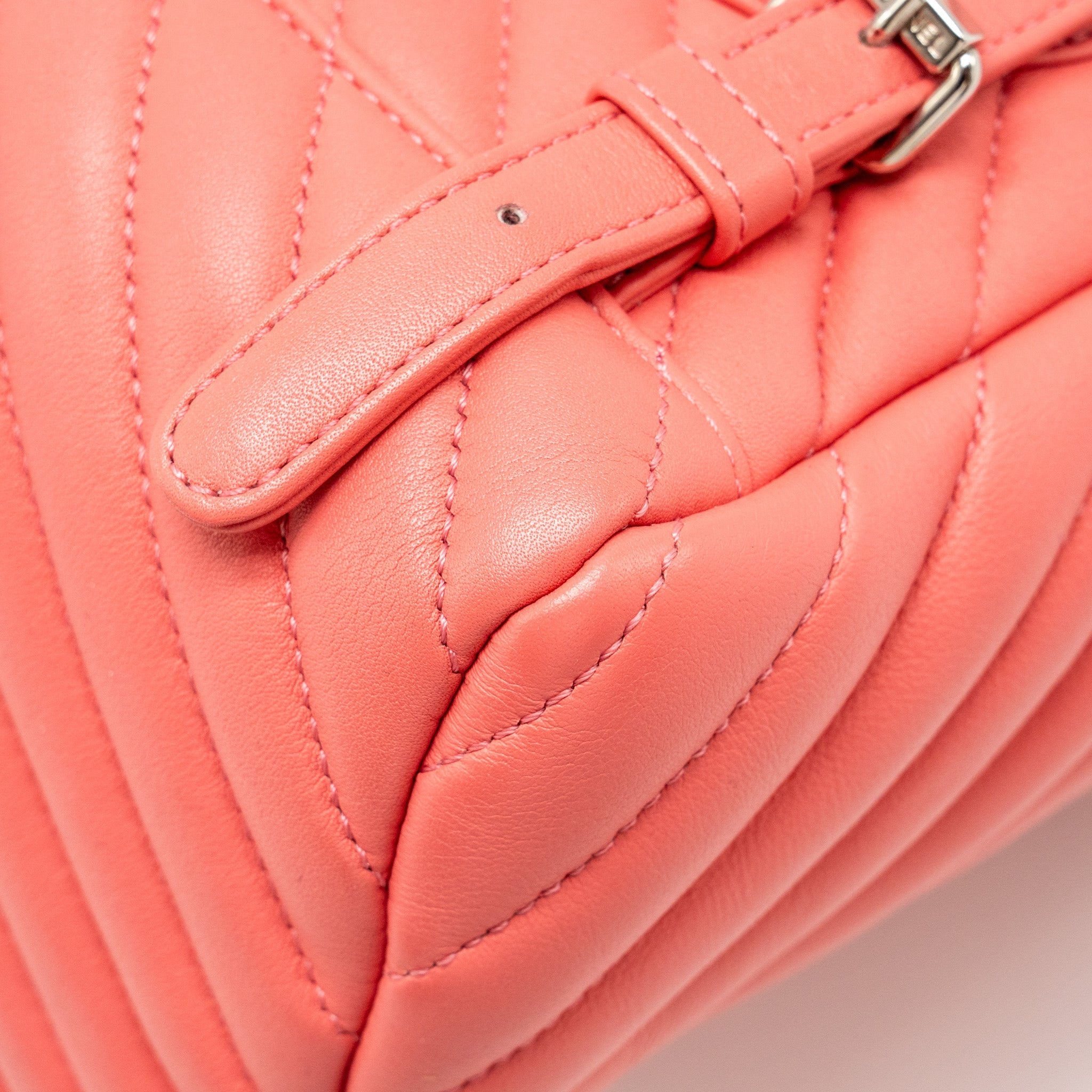 Chanel Small Urban Spirit Backpack Chevron Calfskin Pink