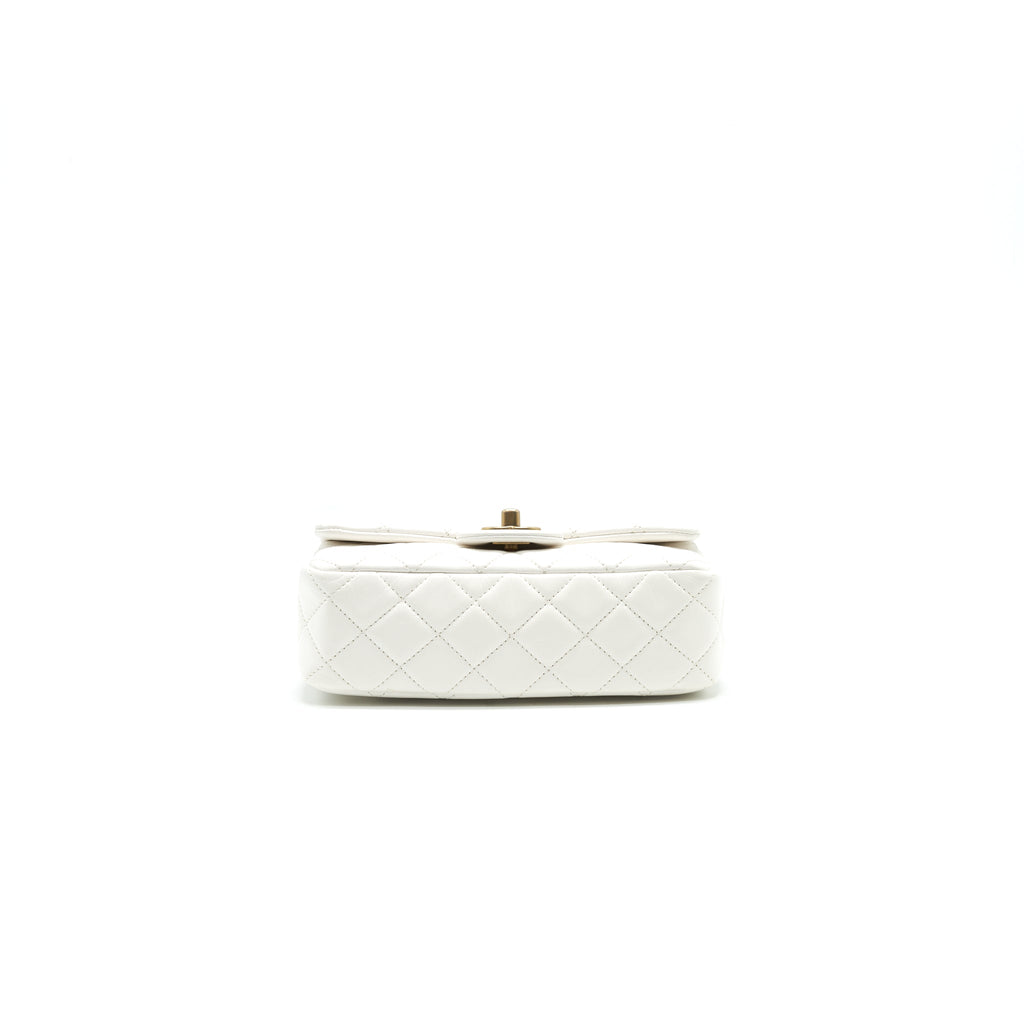 CHANEL PEARL CRUSH RECTANGULAR MINI FLAP BAG WHITE
