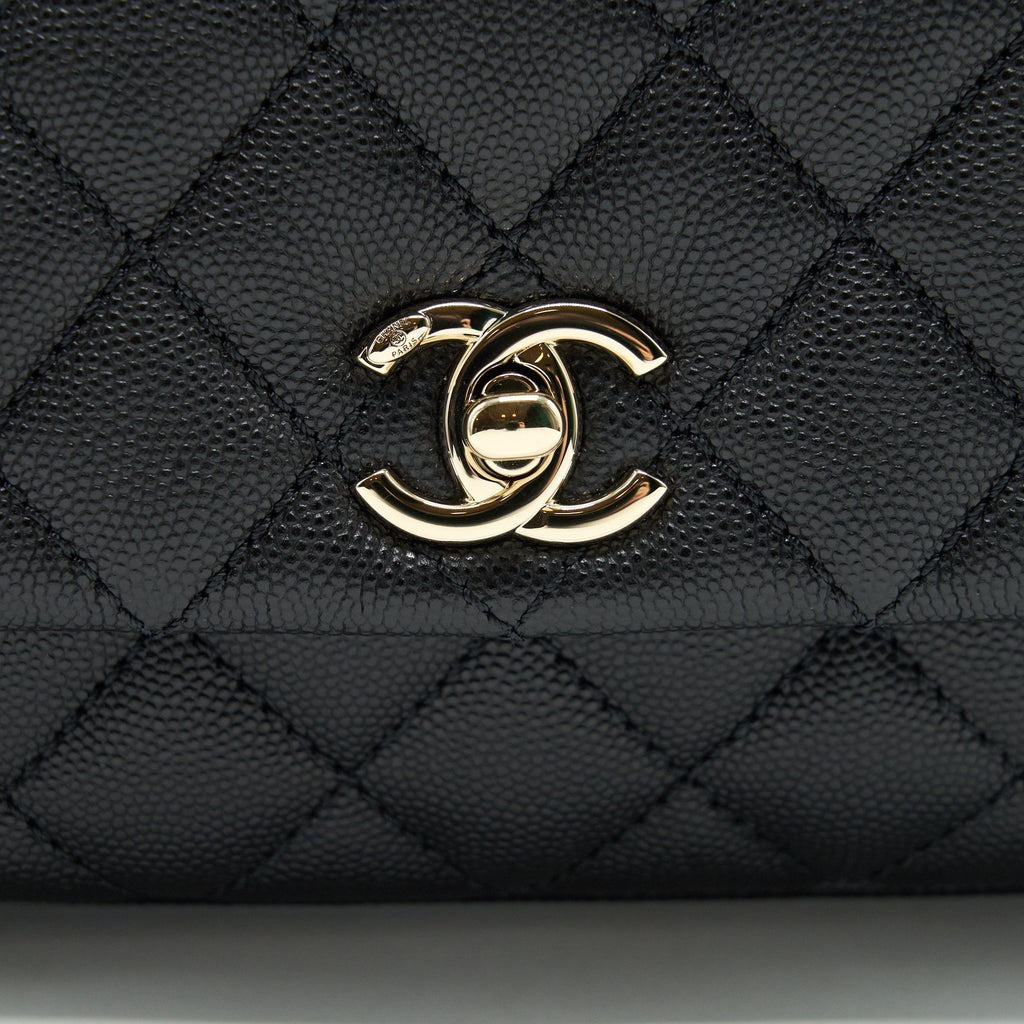 Chanel Coco Handle Extra Mini Black Embossed Handle L