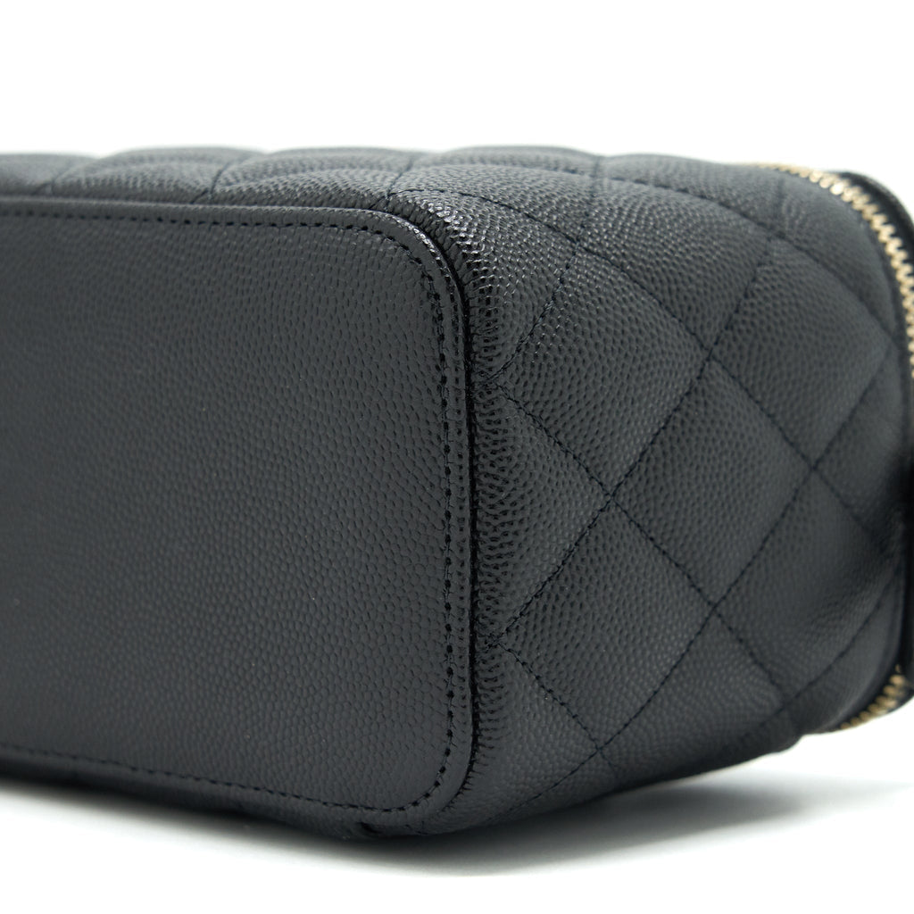 Chanel Caviar Small Long Vanity With Chain Black L