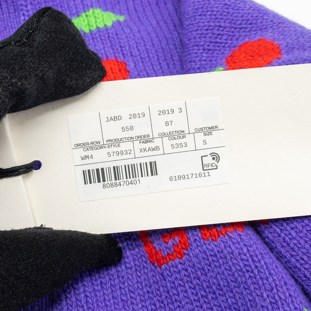 Gucci Size S GG Cherry Intarsia Knit igan Wool Purple