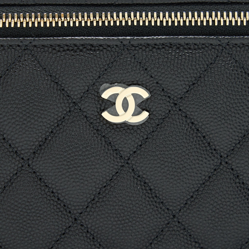 Chanel Caviar Small Long Vanity With Chain Black L