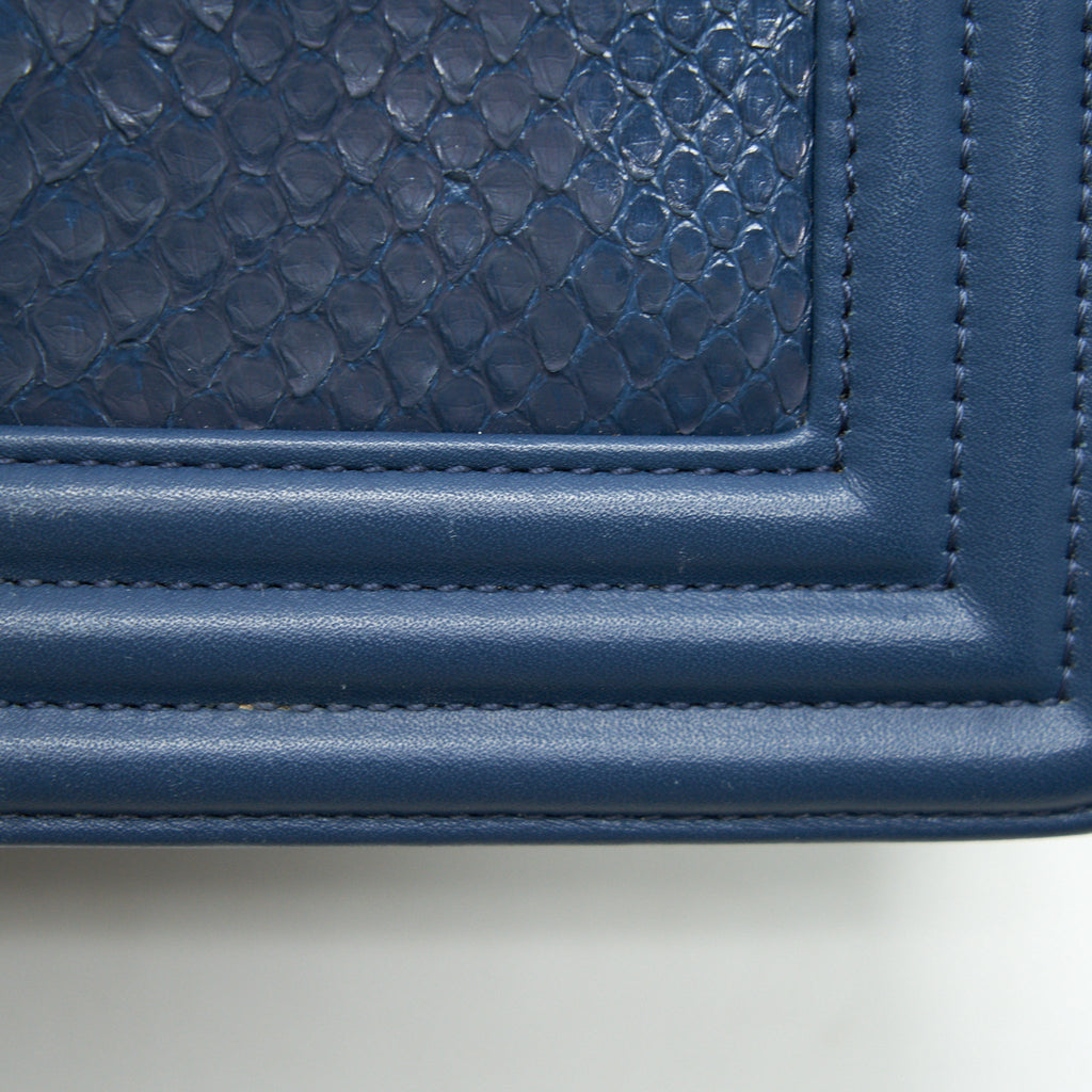 Chanel Medium Boy flap Bag Python Leather Blue L