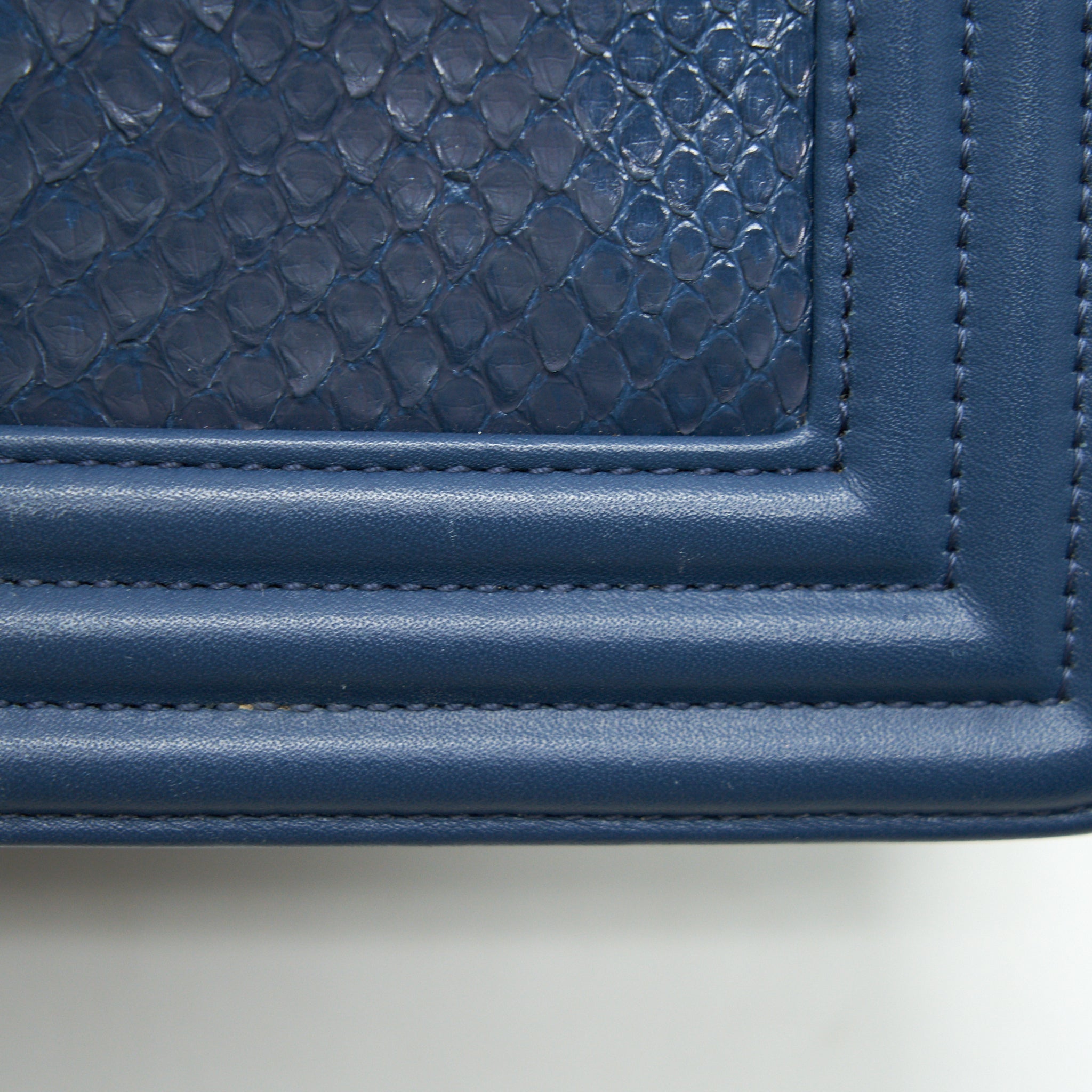 Chanel Medium Boy flap Bag Python Leather Blue L