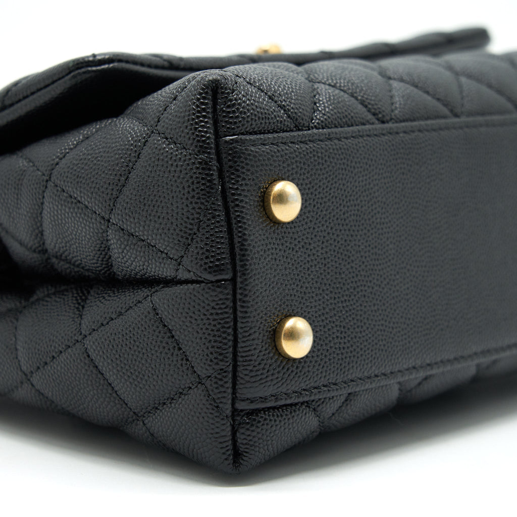 CHANEL MINI COCO HANDLE CAVIAR LEATHER WITH PYTHON HANDLE BLACK