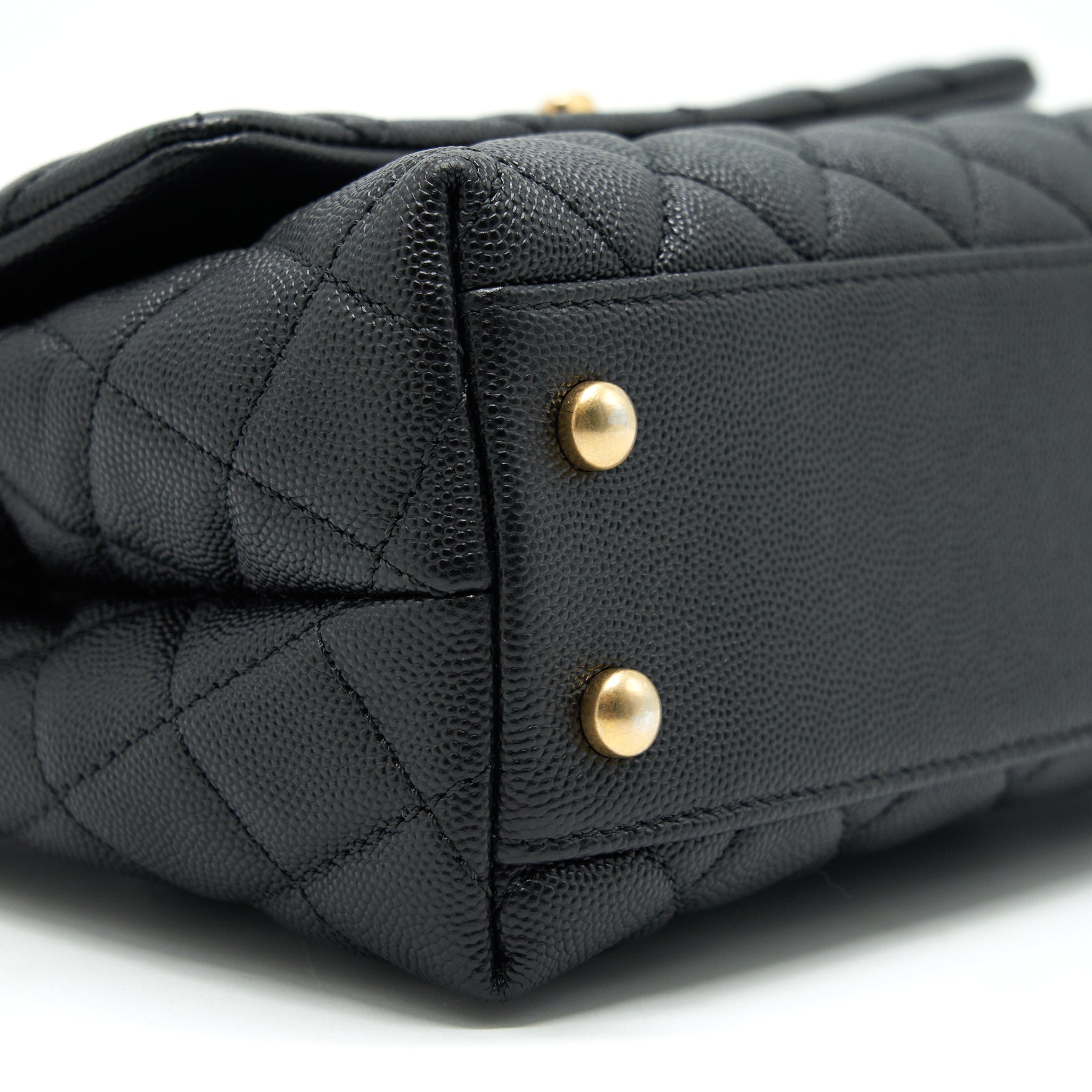 CHANEL MINI COCO HANDLE CAVIAR LEATHER WITH PYTHON HANDLE BLACK