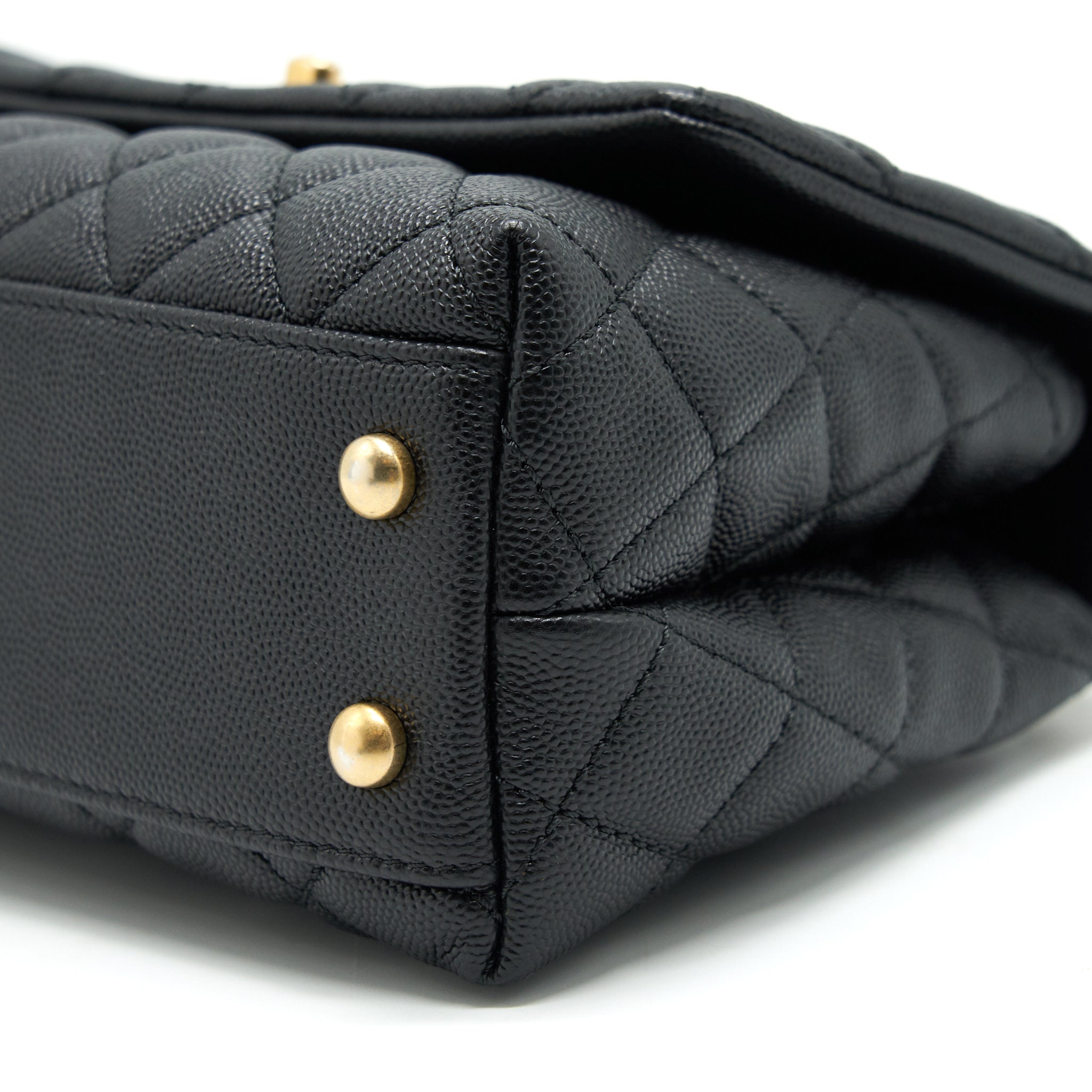 CHANEL MINI COCO HANDLE CAVIAR LEATHER WITH PYTHON HANDLE BLACK