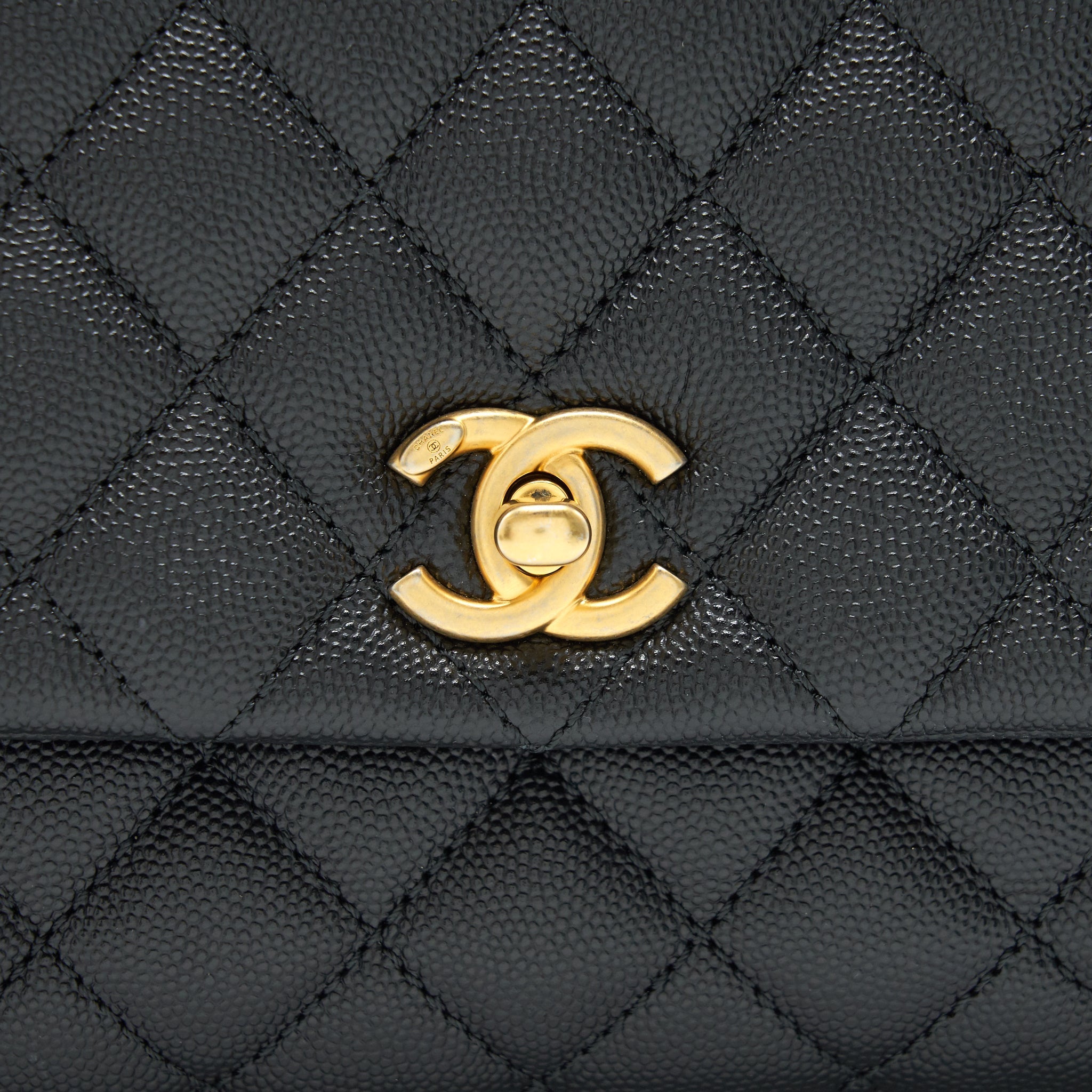 CHANEL MINI COCO HANDLE CAVIAR LEATHER WITH PYTHON HANDLE BLACK