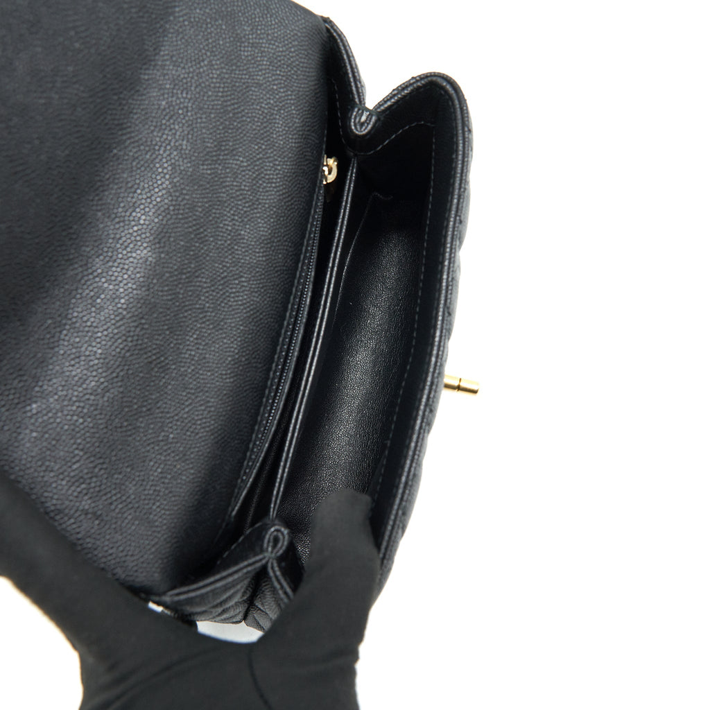 CHANEL MINI COCO HANDLE CAVIAR LEATHER WITH PYTHON HANDLE BLACK