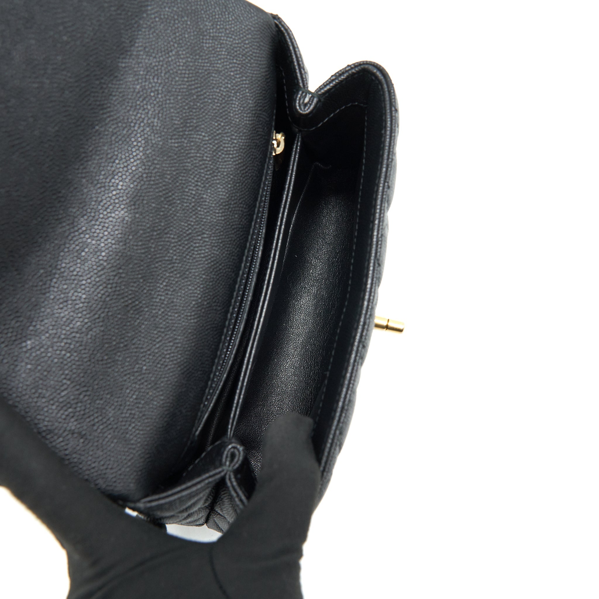 CHANEL MINI COCO HANDLE CAVIAR LEATHER WITH PYTHON HANDLE BLACK