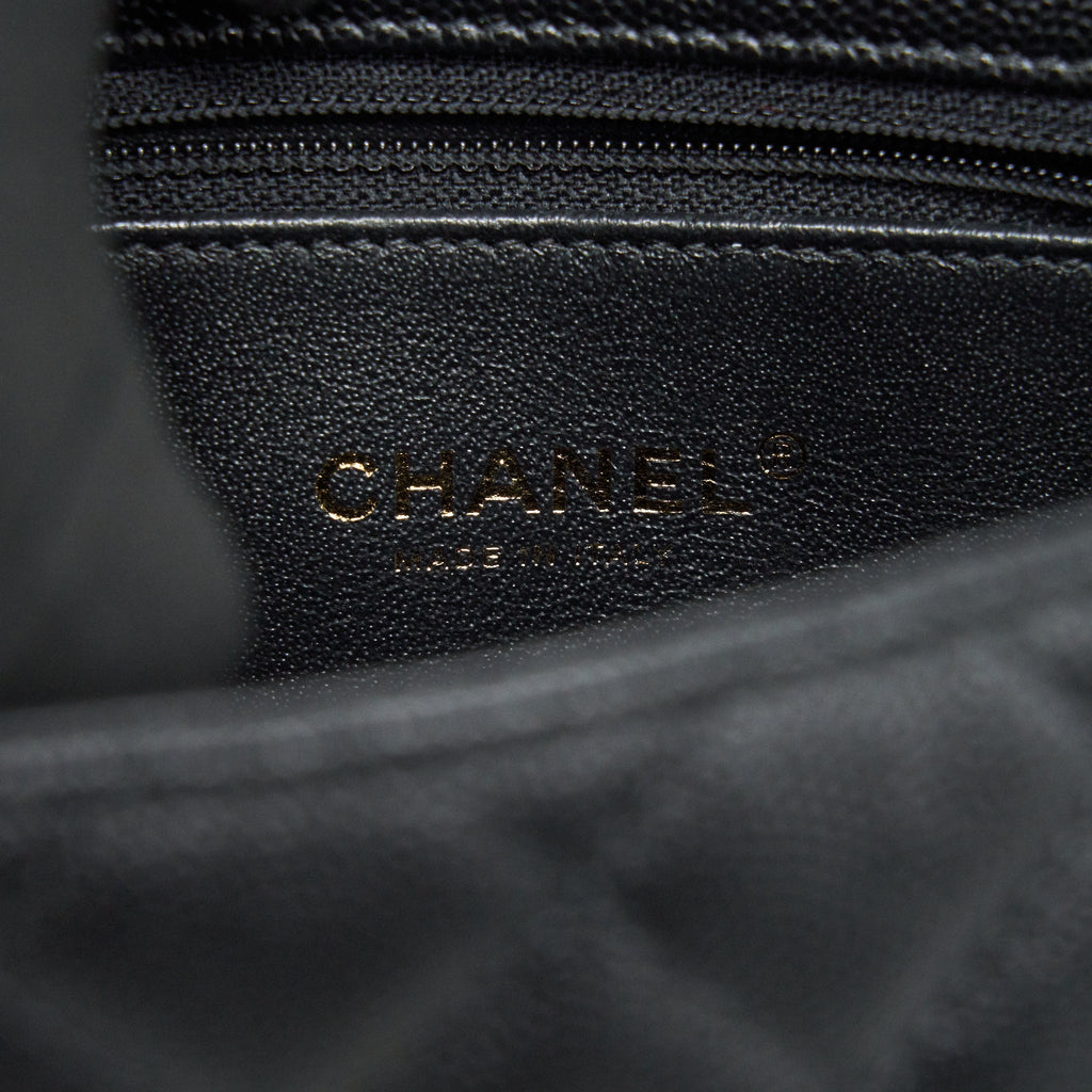 CHANEL MINI COCO HANDLE CAVIAR LEATHER WITH PYTHON HANDLE BLACK