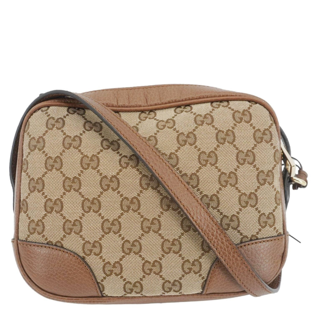 GUCCI Bree GG Canvas Leather Crossbody Bag Beige 449413