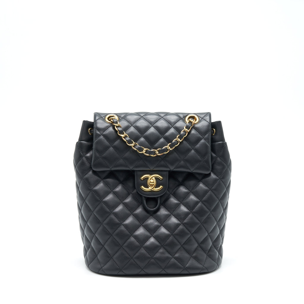 Chanel Quilted Backpack Calfskin Black