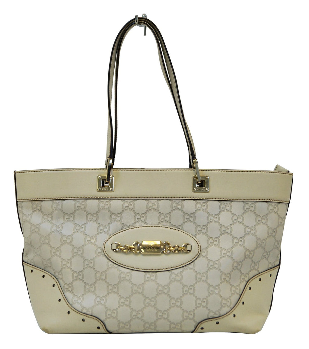 Gucci 145993 Cream Guccissima Leather Gold-tone Tote Shoulder Bag