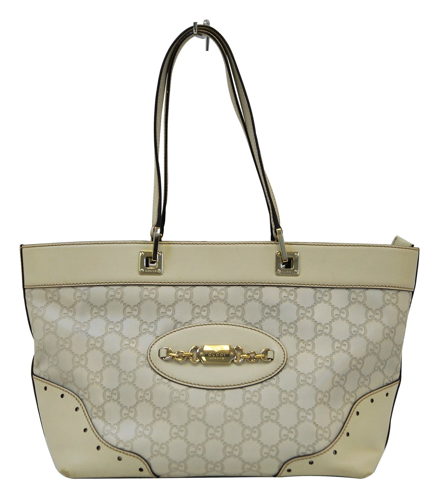 Gucci 145993 Cream Guccissima Leather Gold-tone Tote Shoulder Bag