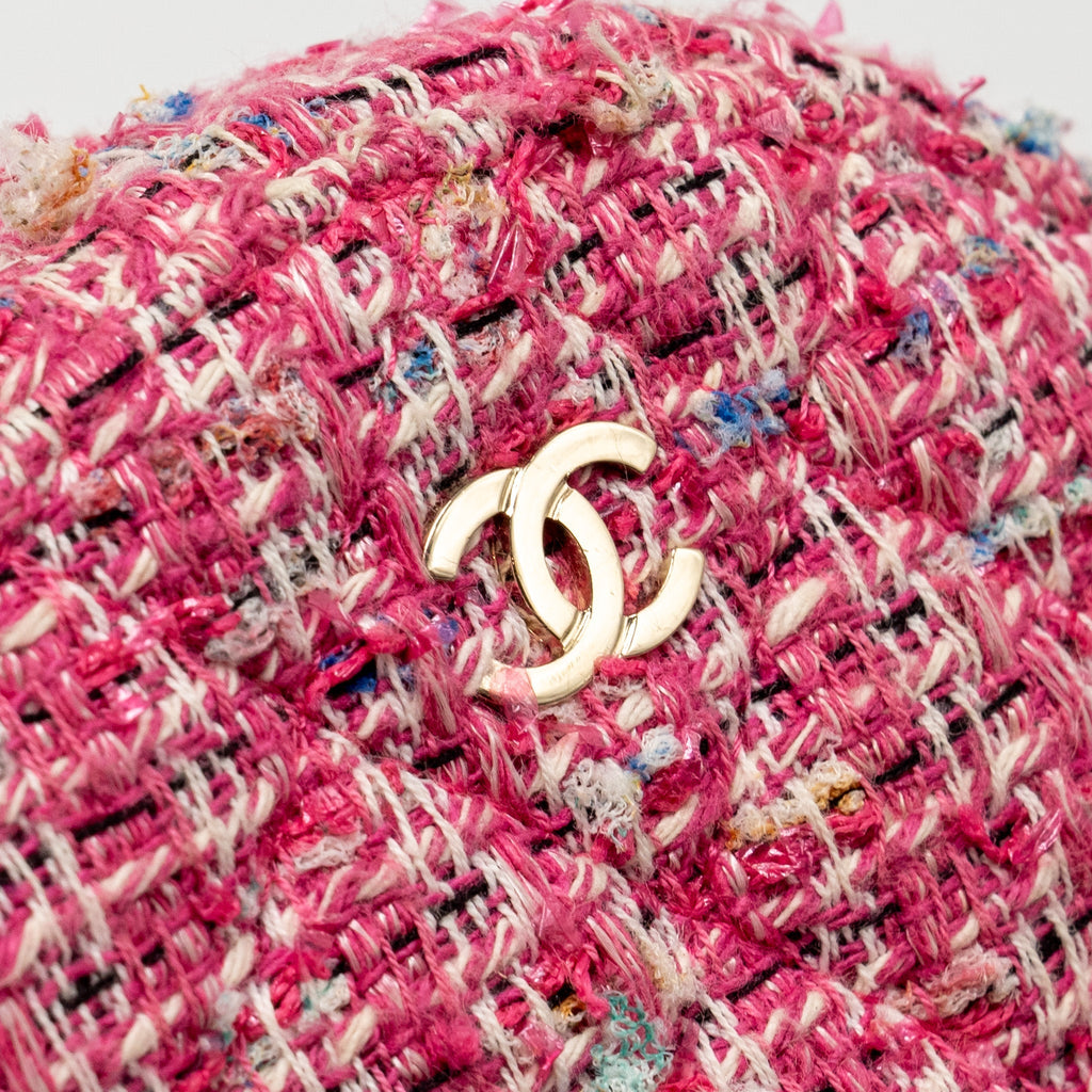 Chanel Round Clutch With Chain Tweed Pink/Multicolour L