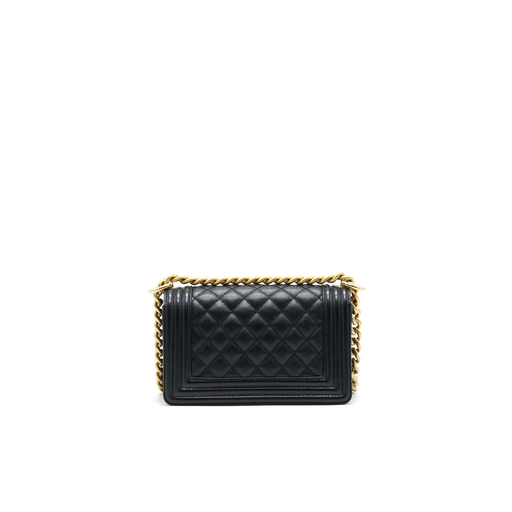 CHANEL SMALL BOY BAG CAVIAR LEATHER  BLACK