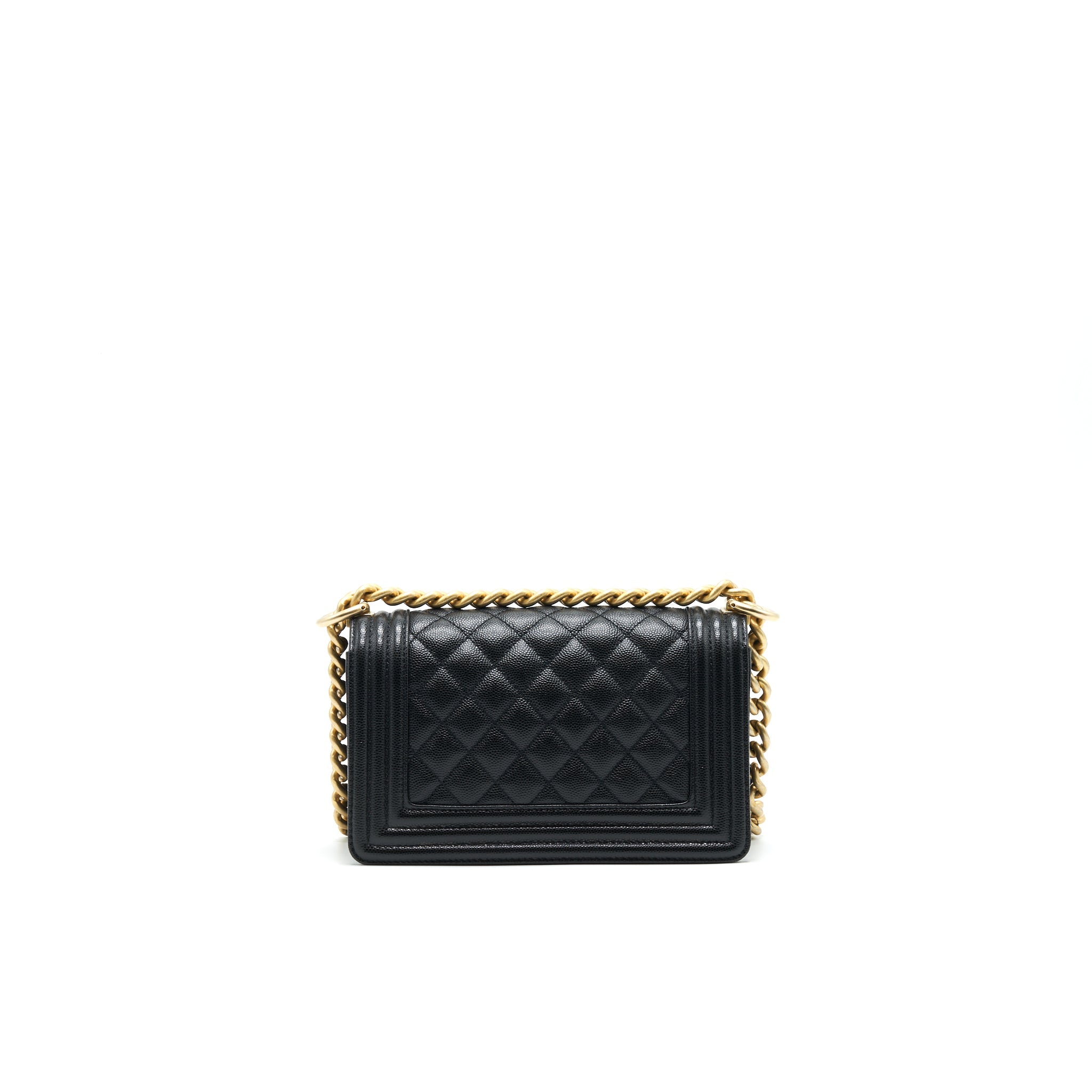 CHANEL SMALL BOY BAG CAVIAR LEATHER  BLACK