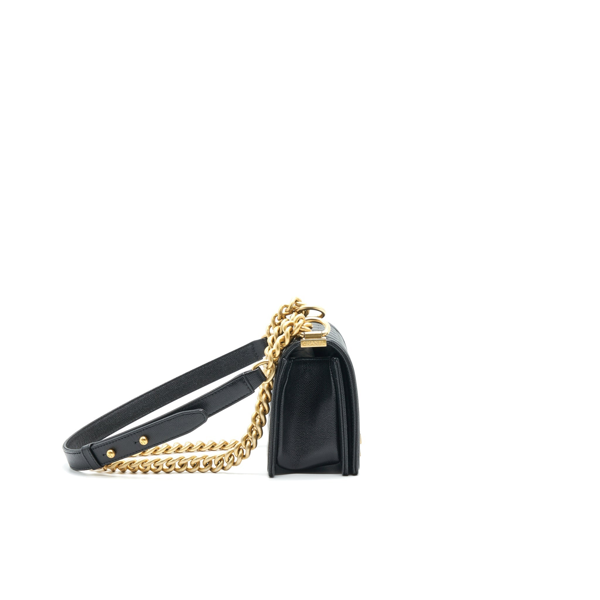 CHANEL SMALL BOY BAG CAVIAR LEATHER  BLACK