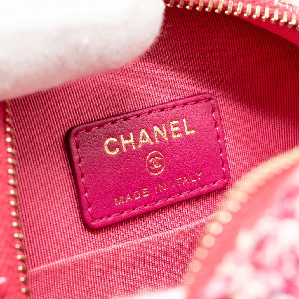 Chanel Round Clutch With Chain Tweed Pink/Multicolour L