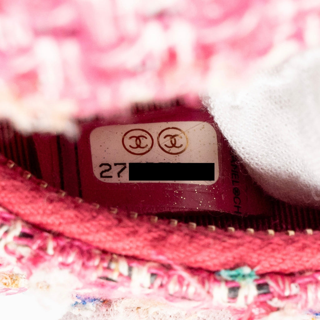 Chanel Round Clutch With Chain Tweed Pink/Multicolour L