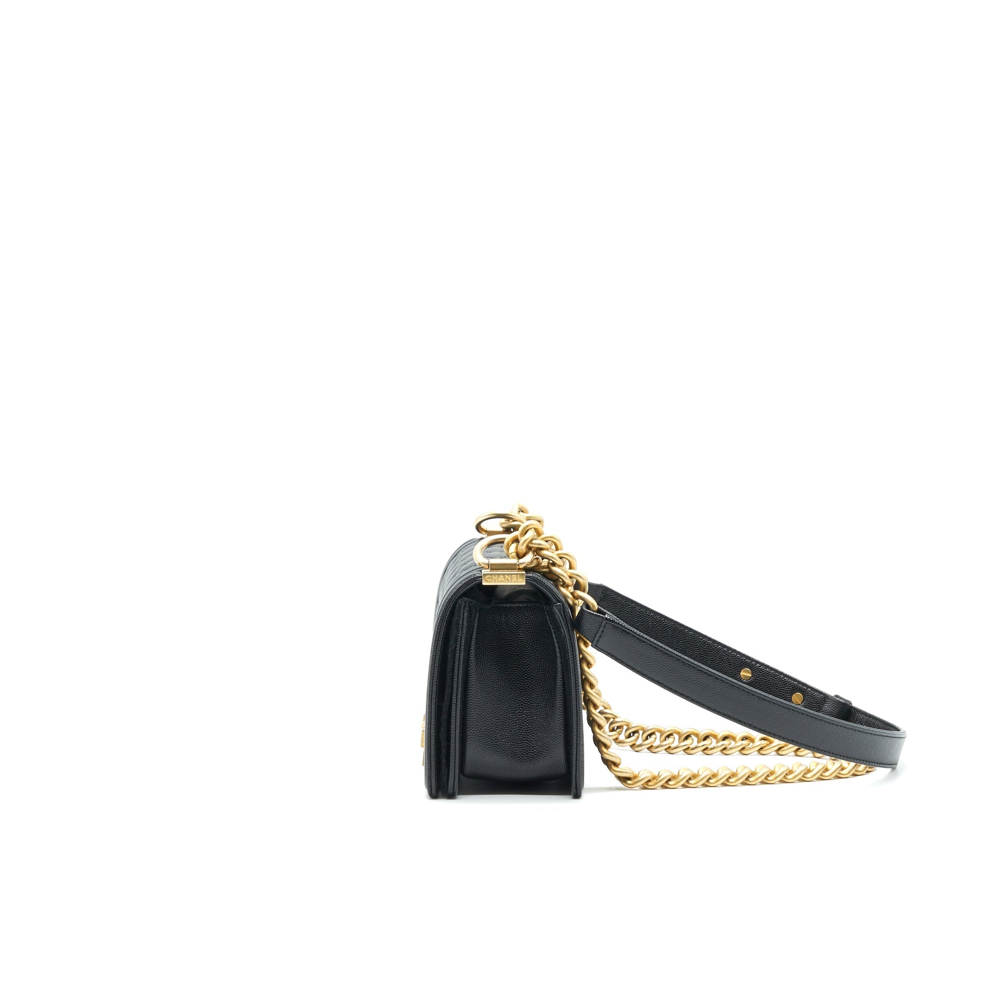 CHANEL SMALL BOY BAG CAVIAR LEATHER  BLACK