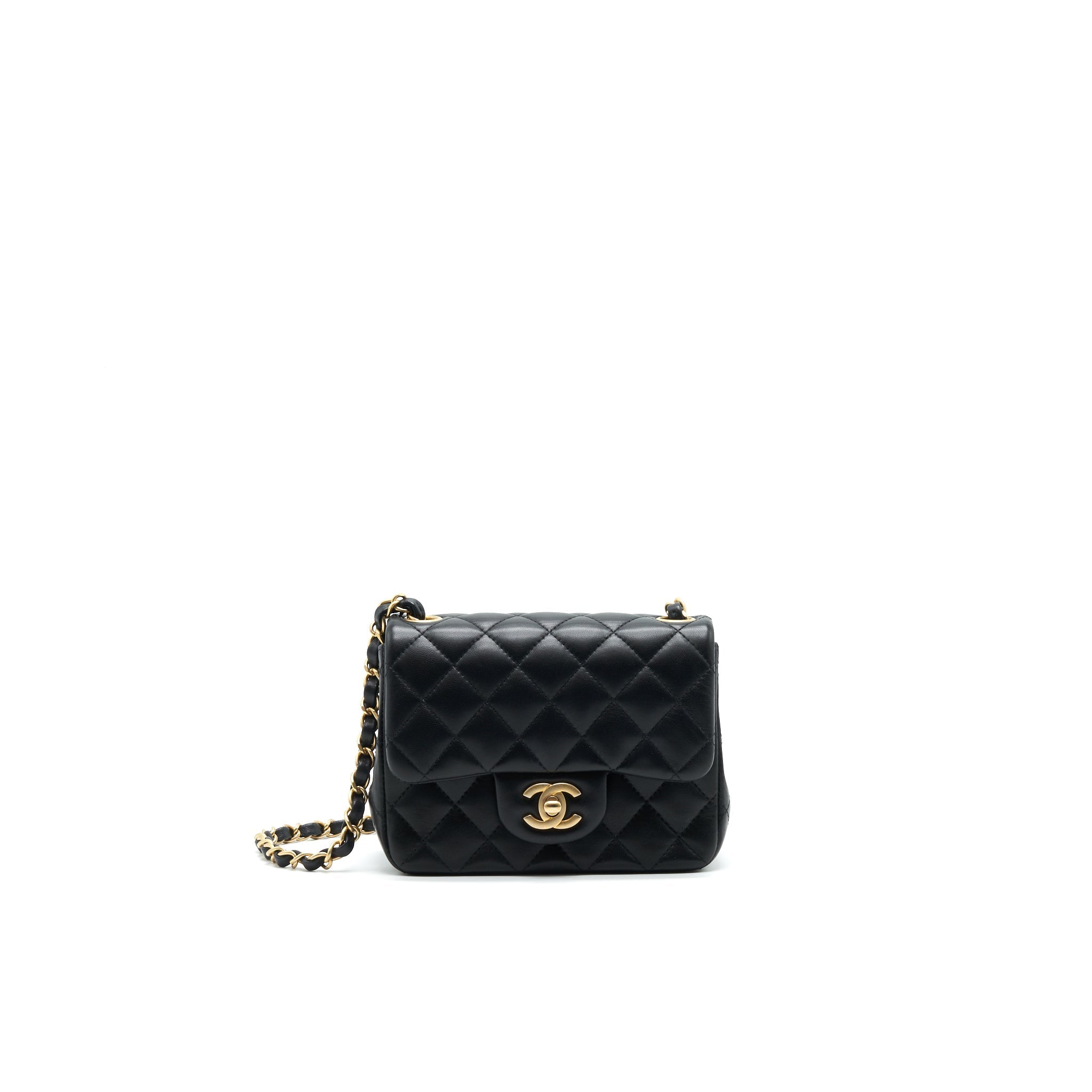 CHANEL MINI SQUARE BLACK LAMBSKIN