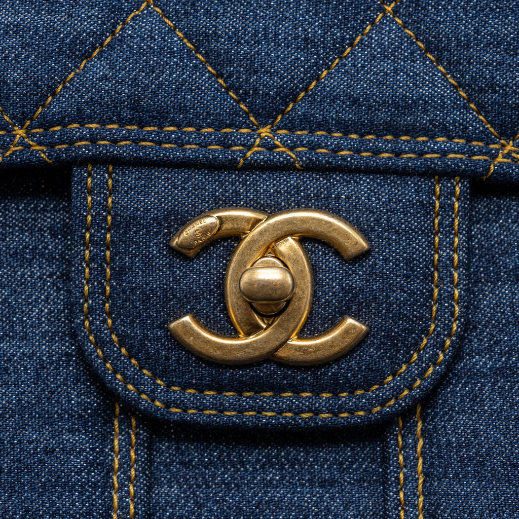 Chanel 23S Flap Backpack Denim Blue Brushed  (Microchip)