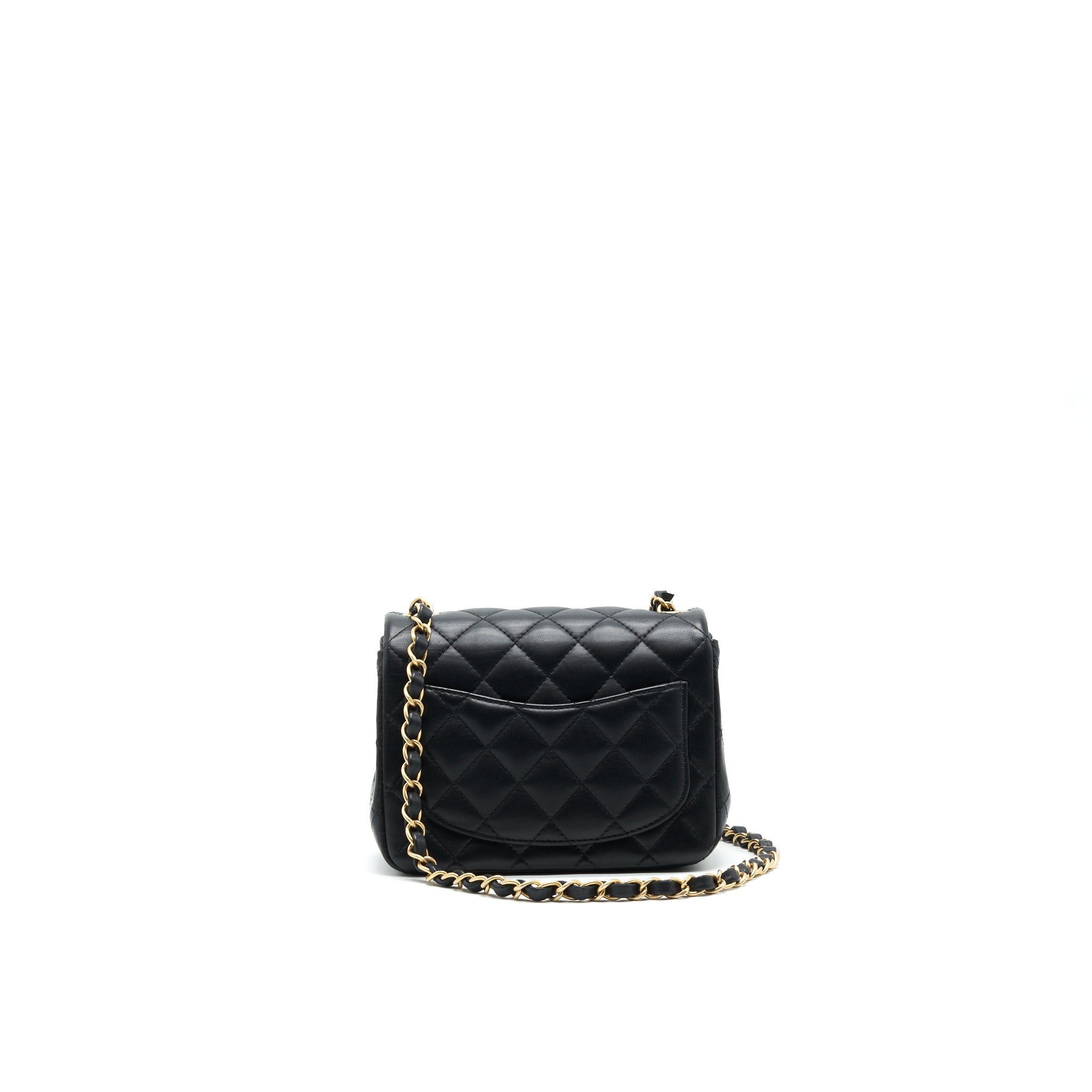 CHANEL MINI SQUARE BLACK LAMBSKIN
