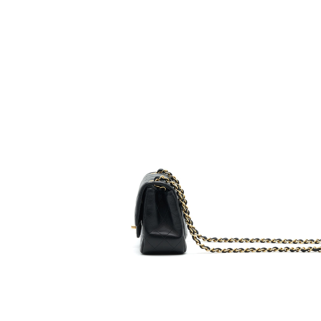CHANEL MINI SQUARE BLACK LAMBSKIN
