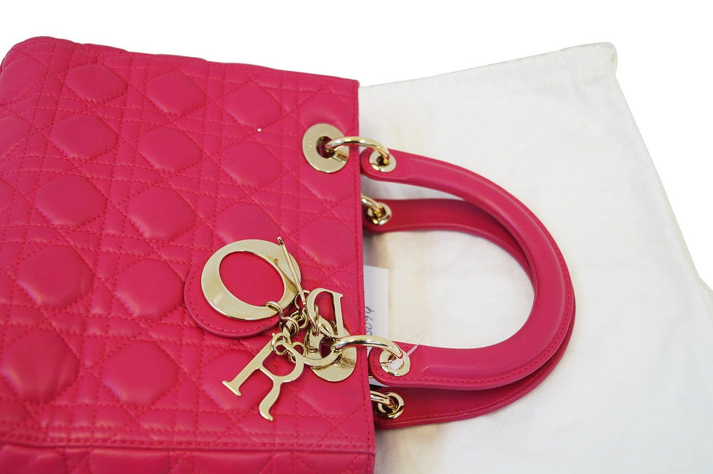 CHRISTIAN DIOR Bag - Cannage Pink Lambskin Lady Dior Bag