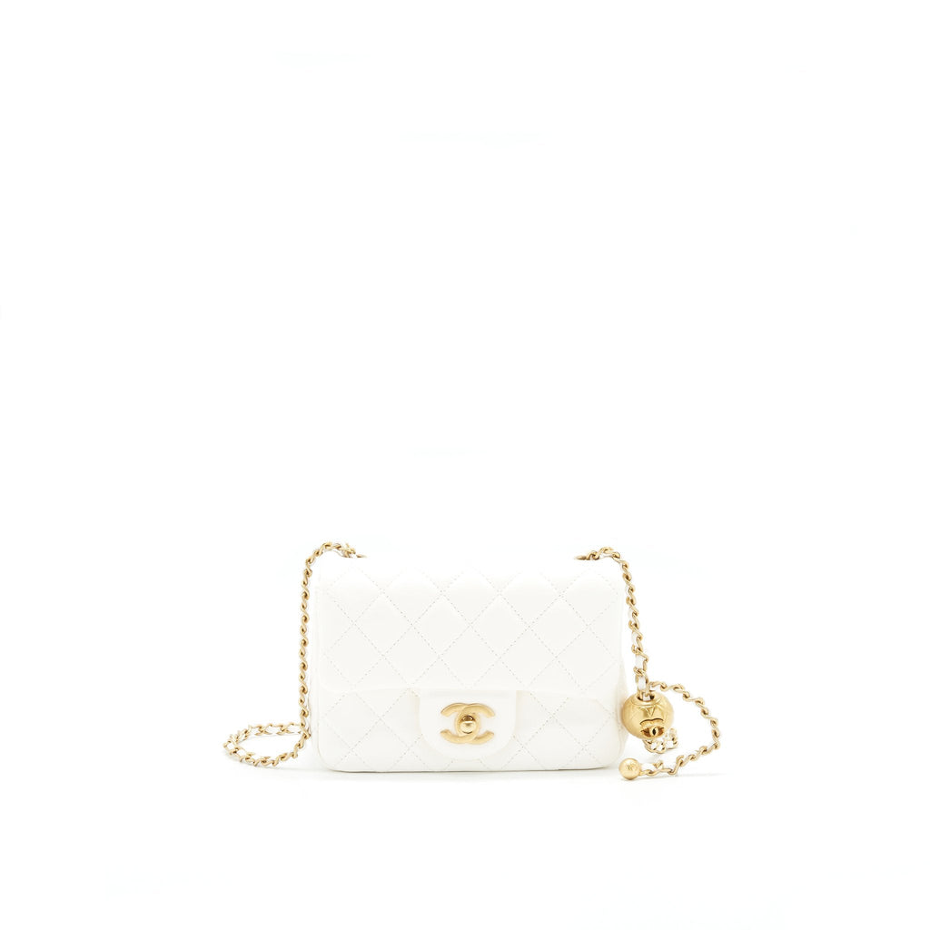 Chanel 21B pearl crush Mini Square flap Bag White