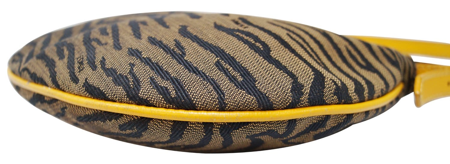 FENDI Canvas Zebra Print Oyster Hobo Bag